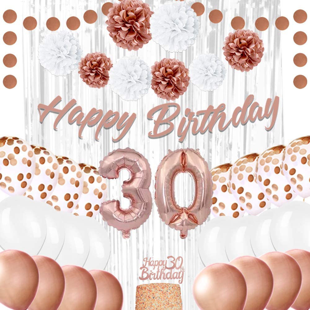 30th Birthday Decorations For Women, Rose Gold 30 Birthday Party