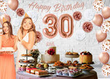 EpiqueOne Rose Gold 30th Birthday Decoration Set: HAPPY BIRTHDAY Banner, Tassel Garland, Latex Balloons, Confetti Balloons, Tissue Paper Pom | Rose Gold Birthday