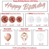 EpiqueOne Rose Gold 21st Birthday Decorations - 41 Pieces Party Decor for Her - Rose Gold Ribbon, Balloons, Pom Poms - 21 Birthday Cake Topper