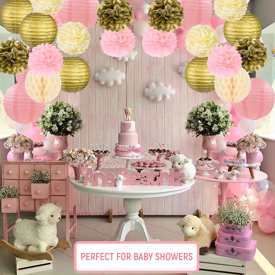 Epiqueone Baby Shower Decorations for Girl - It's A Girl Princess Party Decoration Kit - 52-Piece Complete Set - Rose Gold 