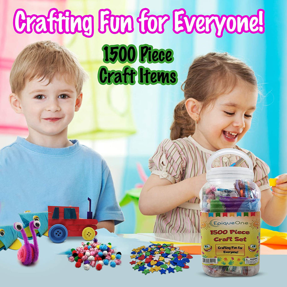 EpiqueOne 1090 Piece Kids Art Craft Supplies Assortment Set for School
