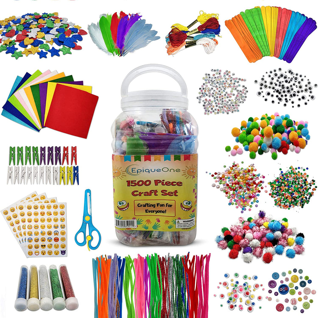 Hapinest Arts and Crafts Crate Kit 1100+ Pieces Bulk Crafting